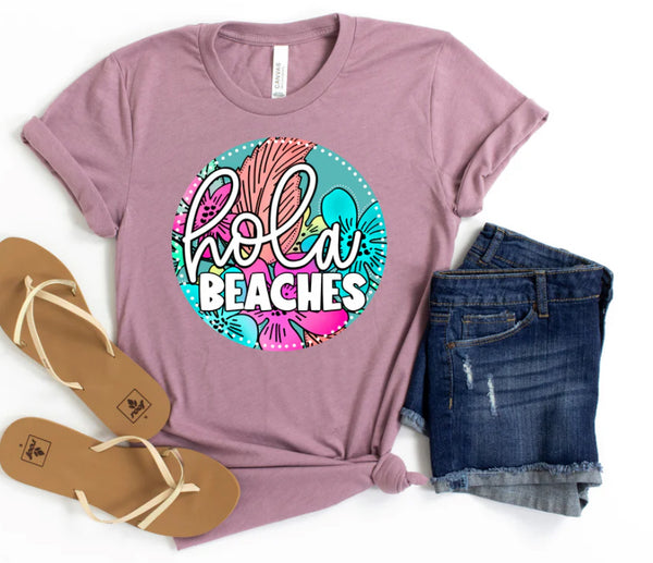 Hola beaches (circle) HIGH HEAT screen print transfer