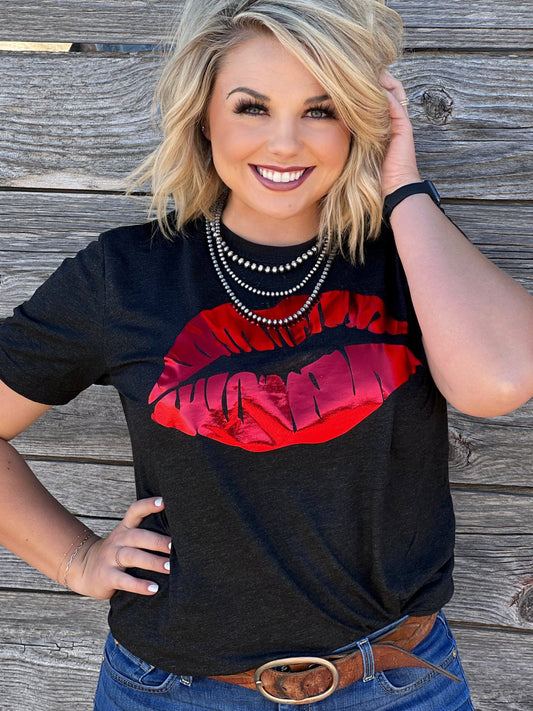 Red Foil Lips Tee