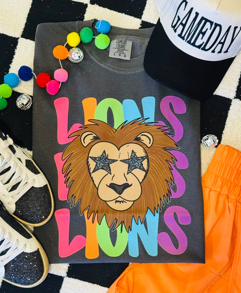 Lions Neon Mascot Tee