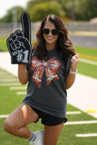 Faux Glitter Bow Football Tee
