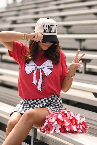 RTS Red Game Day Bow Tee