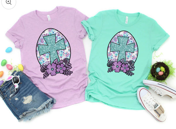 Easter egg with cross screen transfer