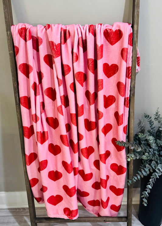 RTS Pink Checkered Heart Blanket