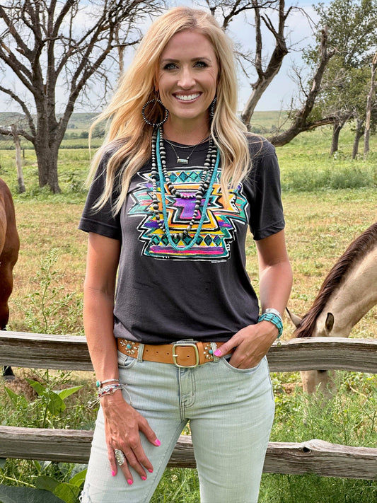 Callie Ann Stelter Neon Aztec Tee