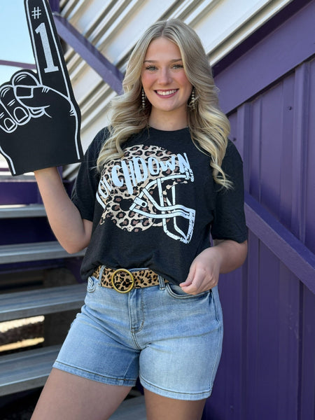 Leopard Helmet with Glitter Touchdown Tee
