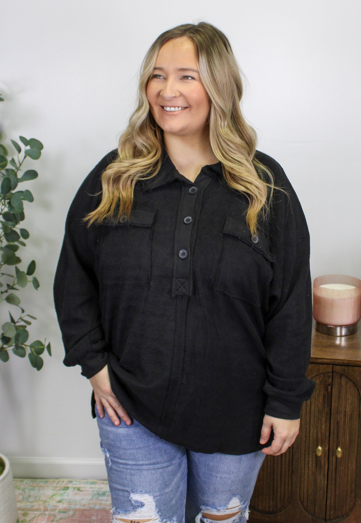 Black Plus Size Henley November.